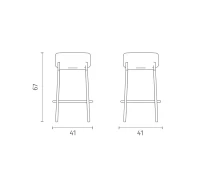 STONES Set 2 scaune de bar din țesătură gri deschis cu picioare metalice negre 41cm X 41cm H. 67cm(m-5)