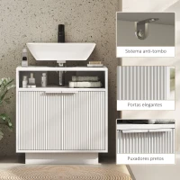 HOMCOM Móvel para Lavatório Pousar com 2 Portas Canaladas para Lavatório com ou sem Pedestal  60x33x63 cm Branco(m-7)
