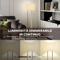 HOMCOM Lampada da Terra da 150 cm con 3 Modalità, Luminosità Regolabile e Interruttore a Pedale, Bianco(m-6)