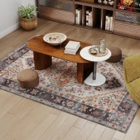 HOMCOM Rutschfester und Waschbarer Bohemianischer Kurzflorteppich für Wohnzimmer und Schlafzimmer, 230x160 cm, Braun(m-3)