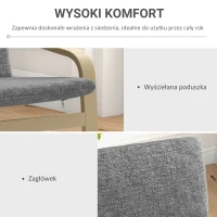 HOMCOM Fotel relaksacyjny z podłokietnikami, pokryty lnem, z drewnianym stelażem, kolor szary(m-4)