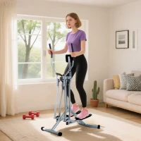 HOMCOM Air Walker Glider, Cross Trainer Fitness Machine, with LCD, for Home Gym, Grey(m-2)