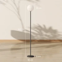 HOMCOM Lámpara de pie con pantalla en forma de luna interruptor de pie 3 temperaturas de color metálica Negro(m-3)
