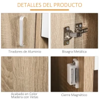 HOMCOM Mueble Zapatero de 3 Puertas para 18-27 Pares de Zapatos Zapatero Moderno con Cajón y Puerta 84x30x132 cm Natural(m-6)
