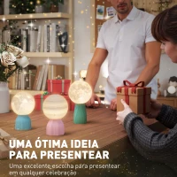 HOMCOM Conjunto de 3 Candeeiros de Mesa de Cabeceira 3D Candeeiros de Mesa com 3 Cores Brilho Ajustável em 10 Níveis Conexão USB Branco(m-6)