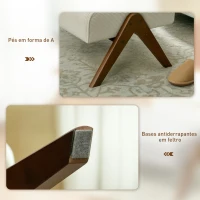 HOMCOM Apoio para Pés Estofado em Veludo Otomana Retangular com Assento Almofadado e Pés de Madeira 69x47x36 cm Bege(m-6)