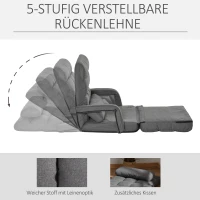 HOMCOM Schlafsessel, Polstersessel mit Bettfunktion, 5-fach verstellbar, Dunkelgrau(m-5)