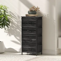 HOMCOM Chest of Four Fabric Drawers - Black(m-9)