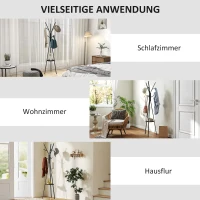 HOMCOM Garderobenständer Kleiderständer mit Ablage und 8 Haken Jackenständer Moderner Garderobe für Kleidung Hut Tasche, Wohnzimmer, Schwarz(m-6)