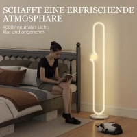 HOMCOM LED-Bodenlampe, Musiknoten-Design, Glasschirm, Metall, Kunststoff, Weiß(m-5)