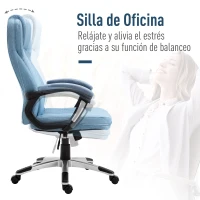 Vinsetto Silla de Oficina Giratoria Silla de Escritorio Ergonómica con Altura Ajustable Reposabrazos y Respaldo Alto Tapizado en Lino Ruedas 66x75x110-120 cm Azul Claro(m-4)