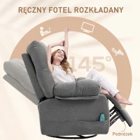 HOMCOM Fotel Relax z funkcją masażu, Regulowany obrotowy fotel masujący, 4 kieszenie boczne i pilot, Ciemnoszary(m-5)