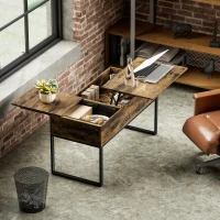 HOMCOM Mesa de Centro Elevatória com Bancada Deslizante Fecho Suave e Espaço Oculto de Arrumação 100x45x67 cm Castanho Rústico(m-8)