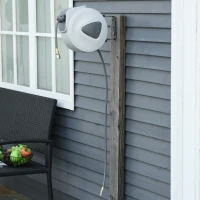 DURHAND Carrete de Manguera de Aire Comprimido Automático de 15 m Conector de 1/4'' BSP con Soporte para Pared Giratorio 180° Diámetro Interno 3/8'' (9,5x15 mm) Gris(m-2)