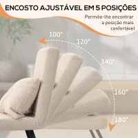 HOMCOM Poltrona Convertível em Cama Poltrona 3 em 1 Convertível em Cama com Encosto Ajustável em 5 Níveis 63x73x81 cm Bege(m-5)