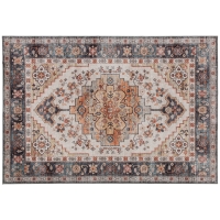 HOMCOM Alfombra Bohemia Antideslizante y Lavable de Pelo Corto para Salón y Dormitorio, 230x160 cm, Marrón