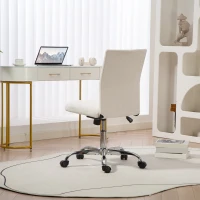 HOMCOM Bürostuhl ohne Armlehnen, Schreibtischstuhl, höhenverstellbar und 360° drehbar, 43 x 56 x 78-88 cm, Creme(m-5)