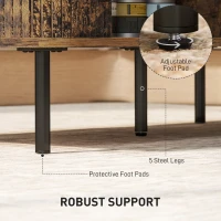 HOMCOM Coffee Table with Storage, Living Room Table with Slatted Tambour Sliding Doors and Foot Pads, Rectangular Coffee Table with Elevated Base for Living Room, Rustic Brown(m-7)