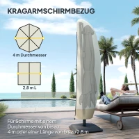 Outsunny Sonnenschirm Schutzhülle für Ø 400 cm wasserdicht Wetterfeste Sonnenschirm Abdeckung mit Stab Reißverschluss Kordelzug Oxford Gewebe UV-Beständige Ampelschirm Abdeckhauben 220 ×56 cm Beige(m-4)