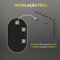 HOMCOM Espelho Casa de Banho Oval 40x3x70 cm Espelho Decorativo de Parede com Estrutura de Liga de Alumínio Horizontal ou Vertical Dourado(m-7)
