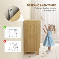 HOMCOM Armário de Casa de Banho em Bambu com 2 Portas de Correr Desenho com Ripas 4 Prateleiras Móvel Auxiliar de Arrumação 80x34x80 cm Madeira(m-7)