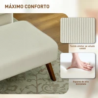 HOMCOM Apoio para Pés Estofado em Veludo Otomana Retangular com Assento Almofadado e Pés de Madeira 69x47x36 cm Bege(m-5)