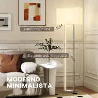 HOMCOM Lampada da Terra da 150 cm con 3 Modalità, Luminosità Regolabile e Interruttore a Pedale, Bianco(m-4)