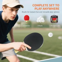 SPORTNOW Portable Table Tennis Set with Four Rackets, Eight Balls, Storage Case(m-4)