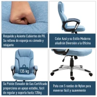 Vinsetto Silla de Oficina Giratoria Silla de Escritorio Ergonómica con Altura Ajustable Reposabrazos y Respaldo Alto Tapizado en Lino Ruedas 66x75x110-120 cm Azul Claro(m-6)