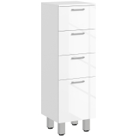 kleankin Mueble Auxiliar Baño Moderno Armario de Baño con 4 Cajones y 4 Patas para Salón Carga 30 kg 30x30x93cm Blanco Brillante