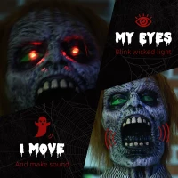 HOMCOM 5.5ft Life Size Halloween Animatronic Standing Chainsaw Killer, with Light Up Eyes, Sound Activated Moving Body, Scary Halloween Decorations, Battery Operated, Indoor Party Props(m-5)