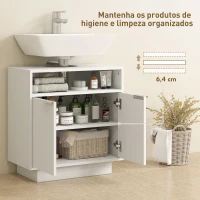 HOMCOM Móvel para Lavatório Pousar com 2 Portas Canaladas para Lavatório com ou sem Pedestal  60x33x63 cm Branco(m-6)