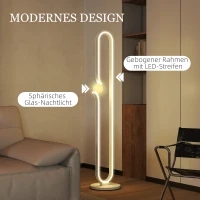HOMCOM LED-Bodenlampe, Musiknoten-Design, Glasschirm, Metall, Kunststoff, Weiß(m-4)