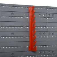 DURHAND Estantería de Pared para Herramientas de 44 Piezas 95x54 cm con 28 Cajas Apilables y Diferentes Ganchos Gris y Rojo(m-9)