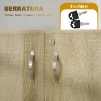 Vinsetto Mobile Ufficio Portadocumenti Multiuso con Serratura, 2 Ante e Mensola Interna, 80x40x80 cm, Rovere(m-6)