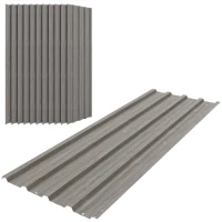 Outsunny Set of 12 Corrugated Steel Roof Sheet Panels - Grey Wood Effect(m-10)