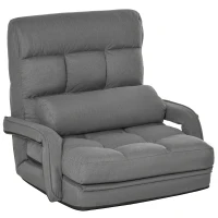 HOMCOM Sillón Cama con Función de Sofá Acolchado Respaldo Ajustable de 5 Posiciones Gris Oscuro(m-1)