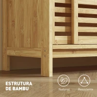 HOMCOM Armário de Casa de Banho em Bambu com 2 Portas de Correr Desenho com Ripas 4 Prateleiras Móvel Auxiliar de Arrumação 80x34x80 cm Madeira(m-5)