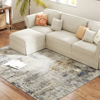 HOMCOM Alfombra de salón Poliéster moderno patrón artístico lavable Gris(m-7)