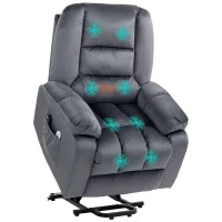 HOMCOM Fauteuil releveur électrique fauteuil de relaxation inclinable 8 points de massage vibrants 85 x 94 x 107 cm gris(m-11)
