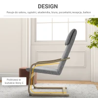 HOMCOM Fotel relaksacyjny z podłokietnikami, pokryty lnem, z drewnianym stelażem, kolor szary(m-7)