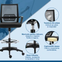 Vinsetto Scaun de Birou Reglabil pe Înălțime cu Suport pentru Picioare, Negru(m-7)