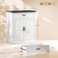 HOMCOM Aparador para Salón Rústico con 2 Puertas 1 Cajón Estante Ajustable para Comedor Entrada Blanco 75,2x40x91,5 cm(m-3)