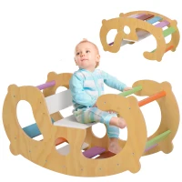 AIYAPLAY Gioco per Bambini 2 in 1 Arco Montessoriano e Sedia a Dondolo per Uso Interno, in Legno di Pino, 91x41x48 cm(m-1)