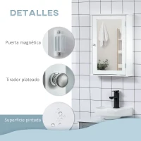 kleankin Armario con Espejo para Baño con 1 Estente de Almacenamiento 41x14x60 cm Blanco(m-6)