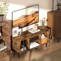 HOMCOM TV Stand Cabinet for TVs up to 55 Inches, TV Unit with Storage Shelves and Cupboard for Living Room, Rustic Brown(m-8)