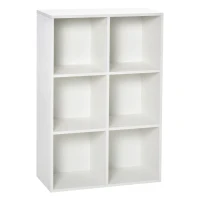HOMCOM Bibliothèque Mobile Moderne à 6 Cubes en Bois, 65,5x30x97,5 cm, Blanc(m-6)