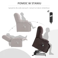 HOMCOM Fotel z pomocą do wstawania, fotel do masażu, fotel relaksacyjny z portem USB, aksamit(m-4)