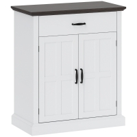 HOMCOM Aparador para Sala de Estar Estilo Rústico com 1 Gaveta Prateleira Ajustável 75,2x40x91,5 cm Branco e Madeira
