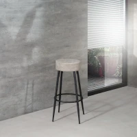 STONES Set 2 scaune de bar din microfibră bej cu structură metalică neagră(m-2)